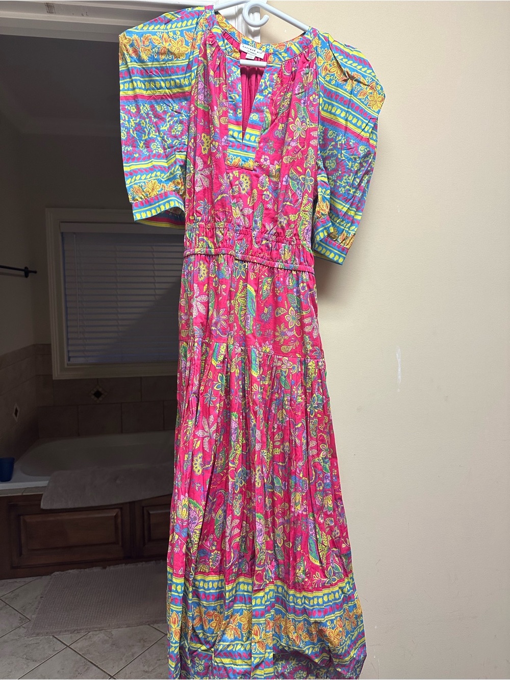 Current Air Pink Floral Paisley Midi Dress